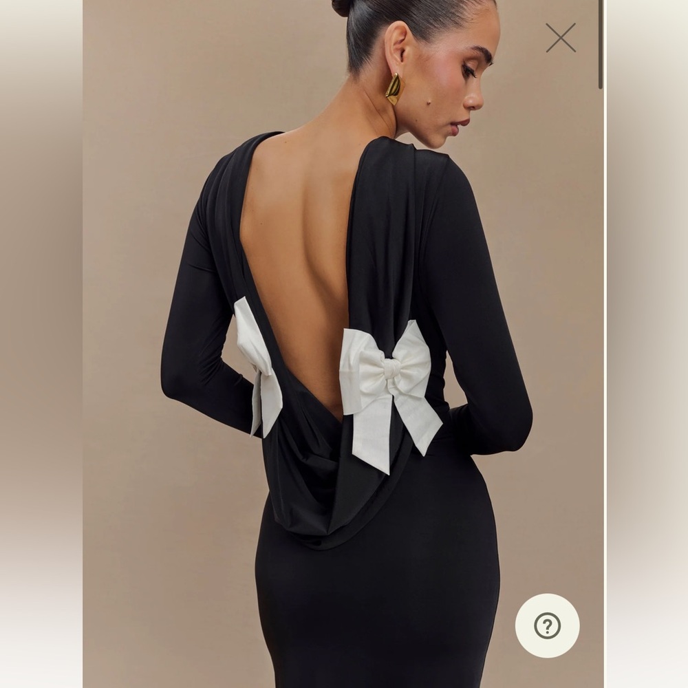 NEW meshki low back ribbon gown